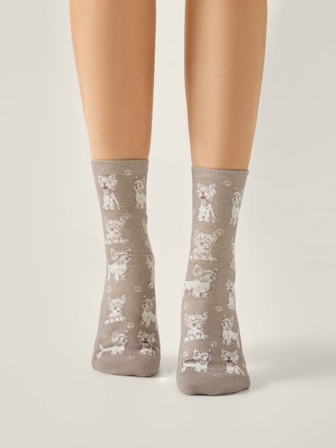 Носки со льном из лимитированной коллекции BEST FRIENDS «Вест-хайленд-уайт-терьер» - купить в интернет-магазине Conte