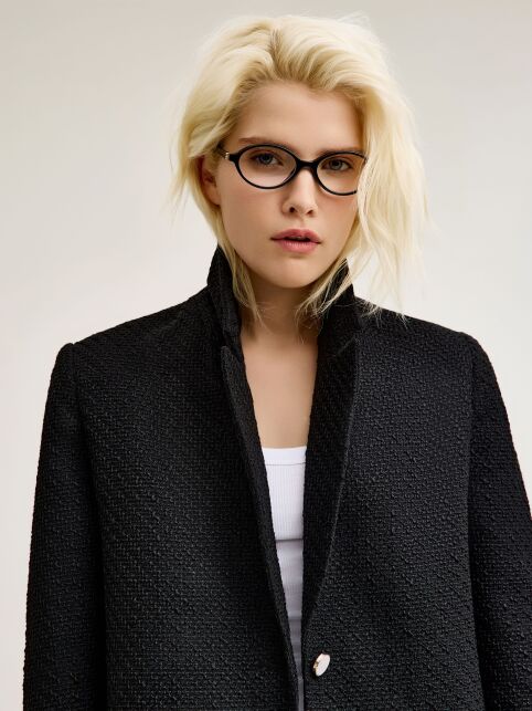 Чёрный жакет из твида LJ 3271 - купить в интернет-магазине Conte