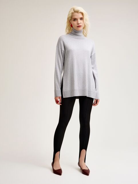 Джемпер с отложным воротником-стойкой и разрезами по бокам LDK 24109 - купить в интернет-магазине Conte