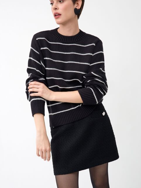 Джемпер объёмного силуэта в полоску из пряжи с хлопком LDK 24114 - купить в интернет-магазине Conte