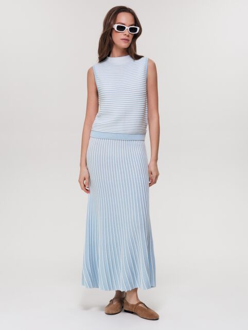 Жилет в полоску из пряжи с хлопком и модалом LDK2563 - купить в интернет-магазине Conte