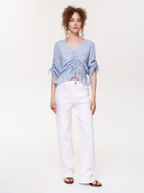 Блуза в цветочек с фигурной баской из вискозы LBL 3831 - купить в интернет-магазине Conte