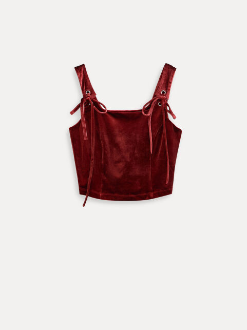 Топ из велюра с широкими регулируемыми бретелями на завязках LBL 3331 - купить в интернет-магазине Conte