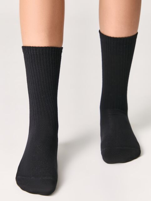 Удлиненные детские носки из хлопка в рубчик - купить в интернет-магазине Conte