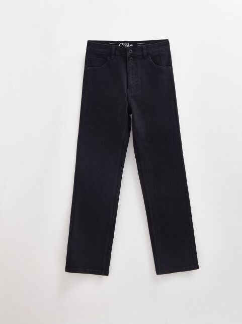 Черные джинсы straight с застежкой на две пуговицы CON-678 - купить в интернет-магазине Conte