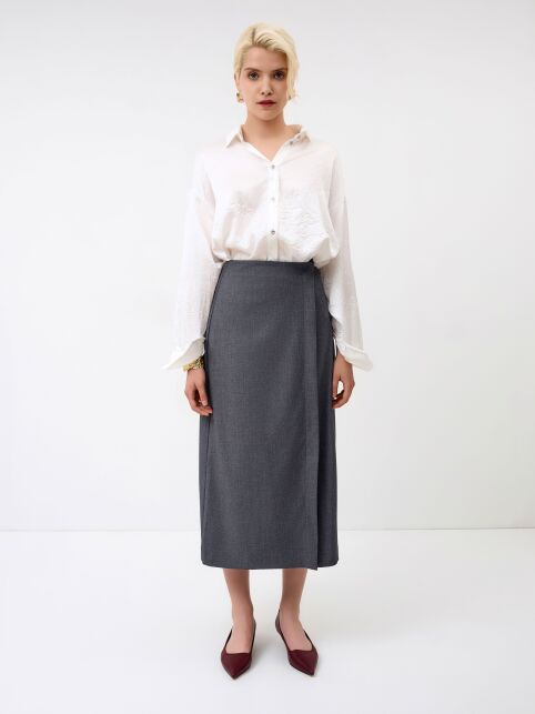 Юбка-midi на запах из костюмной ткани LU 3260 - купить в интернет-магазине Conte