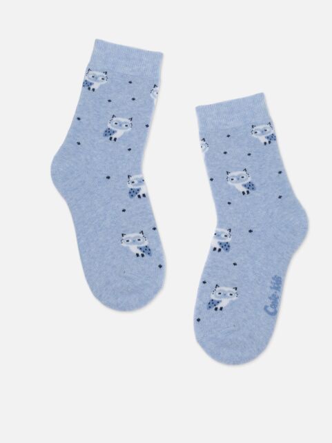 Махровые голубые носки SOF-TIKI с рисунком «котята» - купить в интернет-магазине Conte