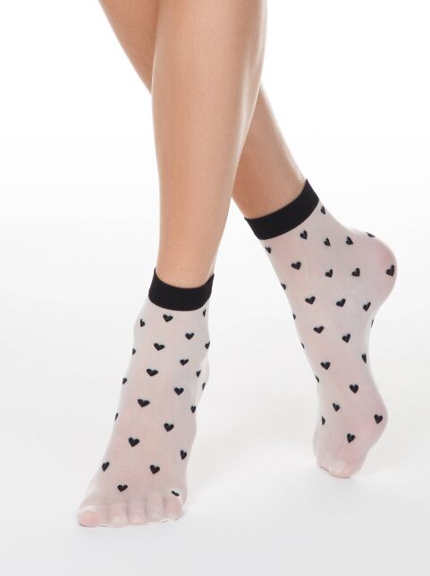 Тонкие носки FANTASY с рисунком "сердечки" - купить в интернет-магазине Conte
