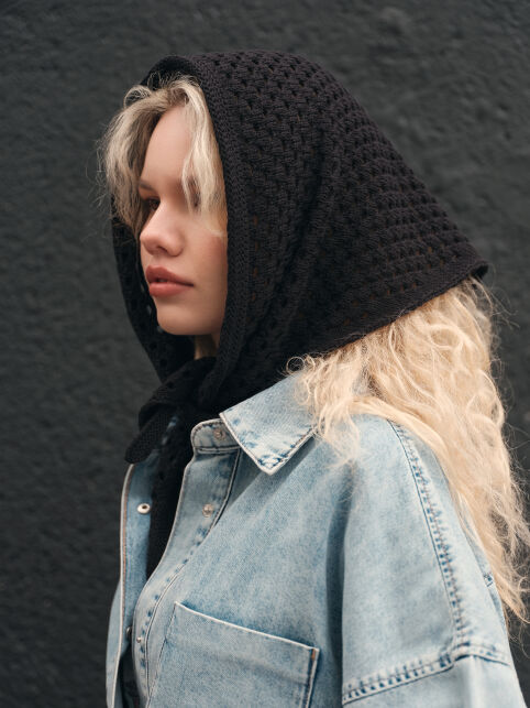 Ажурная косынка из пряжи с хлопком LDK25194 - купить в интернет-магазине Conte