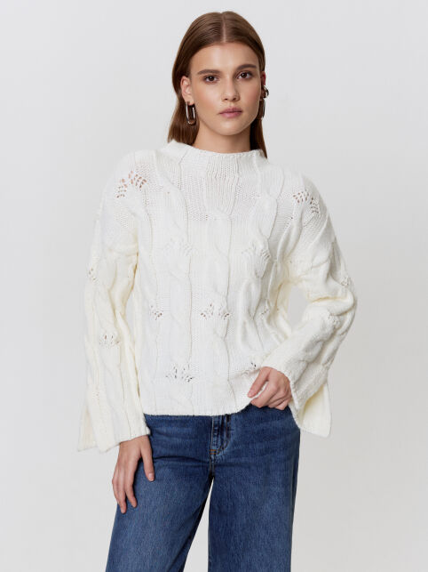 Джемпер с «косами» и разрезами на рукавах из пряжи с шерстью LDK 24134 - купить в интернет-магазине Conte