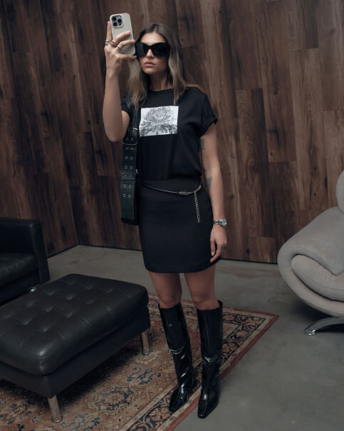 Футболка из хлопка Floriography с графическим принтом «Хризантема» LD 3470 - купить в интернет-магазине Conte