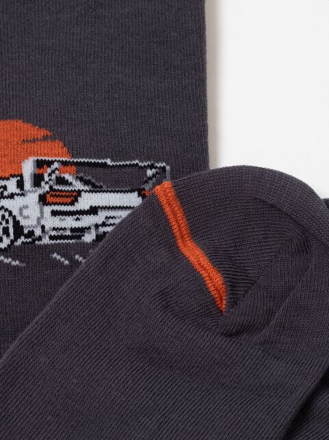 Хлопковые колготки TIP-TOP темно серые с рисунком "гонка" - купить в интернет-магазине Conte