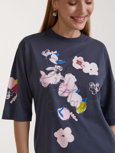 Футболка из хлопка с рисунком «The city flowers» LD 3034 - купить в интернет-магазине Conte