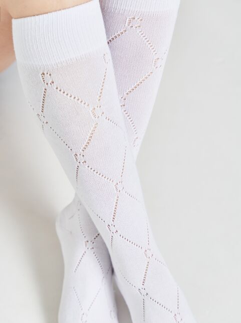 Гольфы из хлопка в ажурные ромбы и отсылкой к логотипу бренда, модель 007 - купить в интернет-магазине Conte