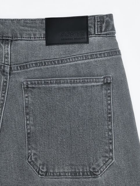 Джинсы wide leg серого цвета с декоративными патами CON-837 - купить в интернет-магазине Conte