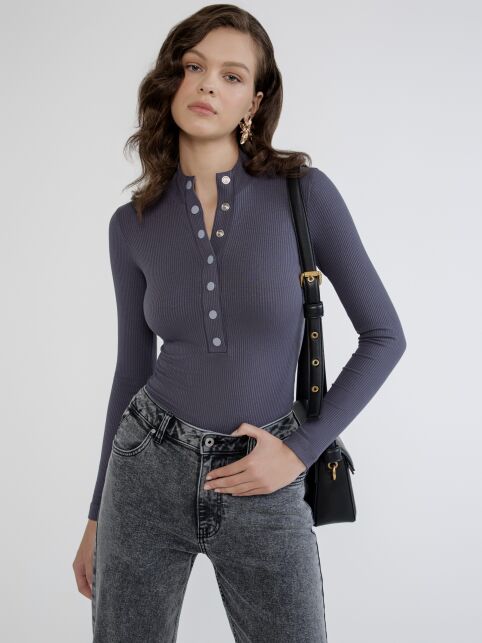 Боди в рубчик из вискозы с планкой на кнопках LBD 2788 - купить в интернет-магазине Conte