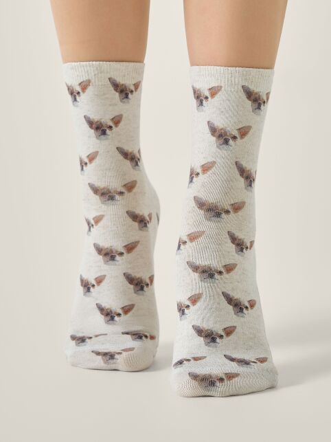 Носки со льном из лимитированной коллекции BEST FRIENDS «Чихуахуа», модель 748 - купить в интернет-магазине Conte