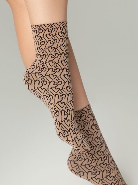 Плотные носки с вывязанным рисунком «сердечки» - купить в интернет-магазине Conte