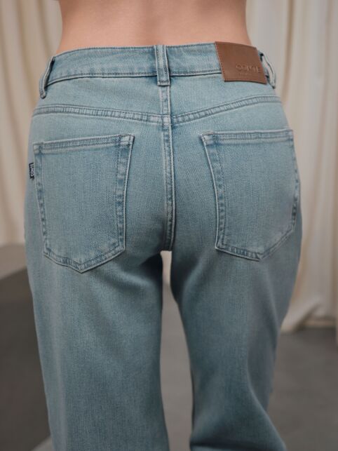 Синие джинсы straight ULTRA-LONG с эффектом зелёного тинта CON-830 - купить в интернет-магазине Conte