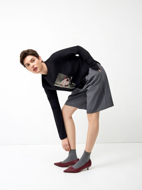 Лонгслив из хлопка с рисунком «It is better to dress» LD 3287 Лонгслив из хлопка с рисунком «It is better to dress» LD 3287 - купить в интернет-магазине Conte