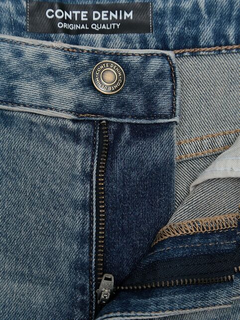 Джинсы wide leg винтажной варки с необработанным краем CON-845 - купить в интернет-магазине Conte