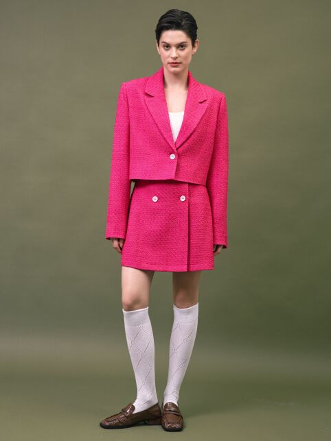 Юбка-mini розовая на запах из твида LU 3274 - купить в интернет-магазине Conte