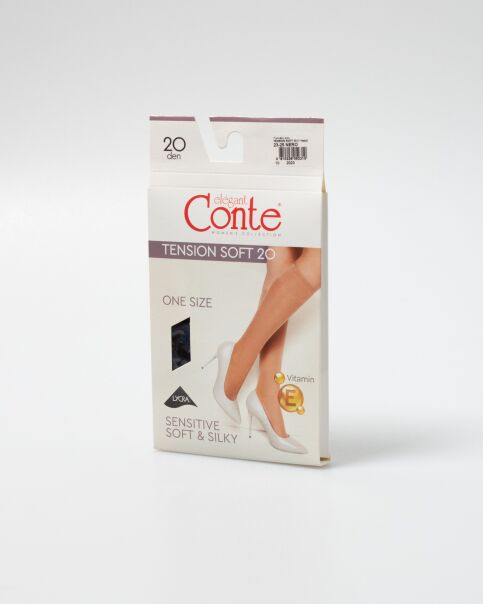 Тонкие эластичные женские гольфы TENSION SOFT 20 (1 пара в упаковке) цвет неро - купить в интернет-магазине Conte