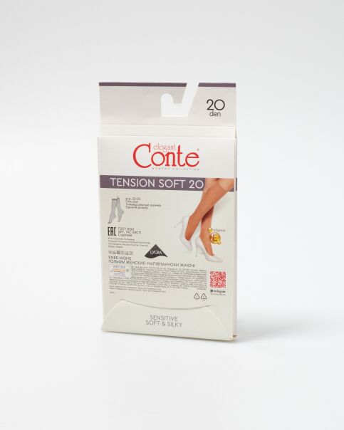 Тонкие эластичные женские гольфы TENSION SOFT 20 (1 пара в упаковке) цвет натурал - купить в интернет-магазине Conte