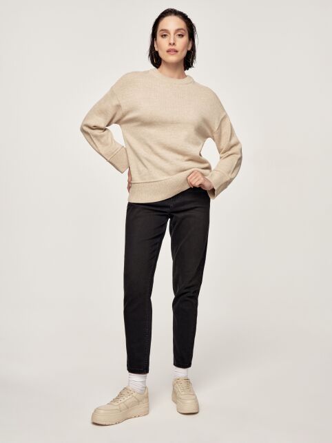 Черные джинсы mom с высокой посадкой и квадратными карманами CON-585 - купить в интернет-магазине Conte