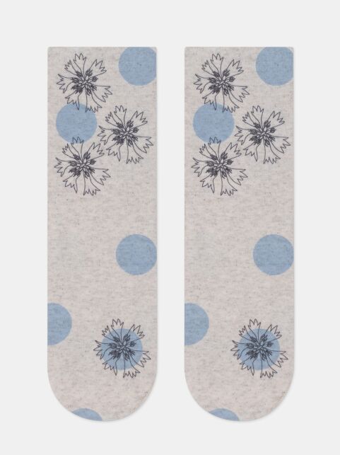 Носки из смесовой пряжи с хлопком и льном в цветочном принте - купить в интернет-магазине Conte