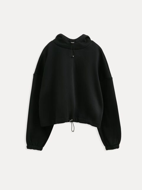 Укороченный джемпер из футера на флисе с капюшоном LD 3233 - купить в интернет-магазине Conte