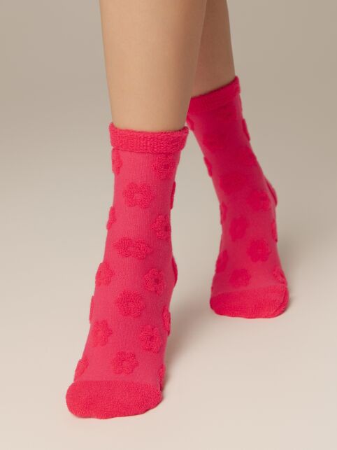 Махровые носки из хлопка с объемным рисунком «цветочки» COMFORT, модель 548 - купить в интернет-магазине Conte