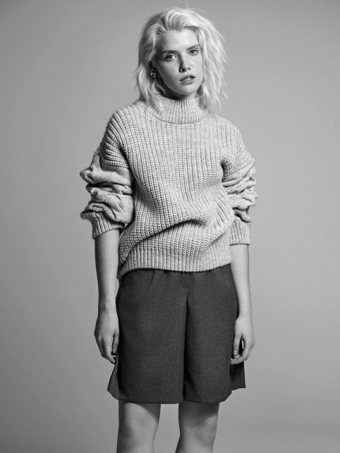 Джемпер с воротником-стойкой и объёмными рукавами из пряжи с шерстью LDK24136 - купить в интернет-магазине Conte