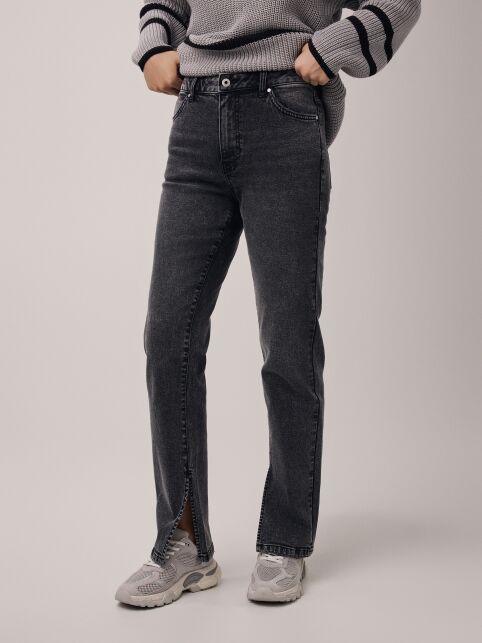 Джинсы straight оксидной варки с высокой посадкой и разрезами CON-682 - купить в интернет-магазине Conte