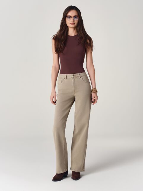 Джинсы straight wide карамельного оттенка CON-918 - купить в интернет-магазине Conte