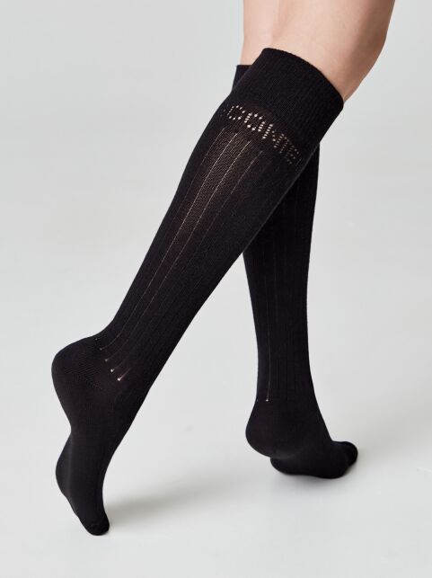 Гольфы из хлопка в ажурные ромбы и отсылкой к логотипу бренда, модель 006 - купить в интернет-магазине Conte