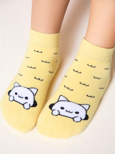 Махровые желтые носки SOF-TIKI с рисунком «кот» - купить в интернет-магазине Conte