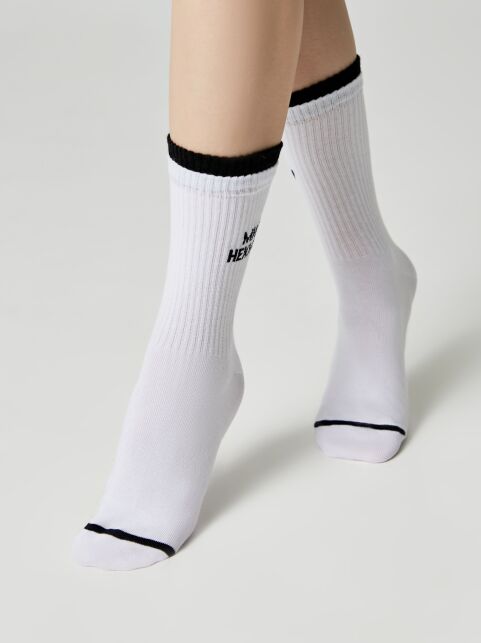 Удлиненные носки из хлопка в рубчик с надписью «Милее некуда» - купить в интернет-магазине Conte