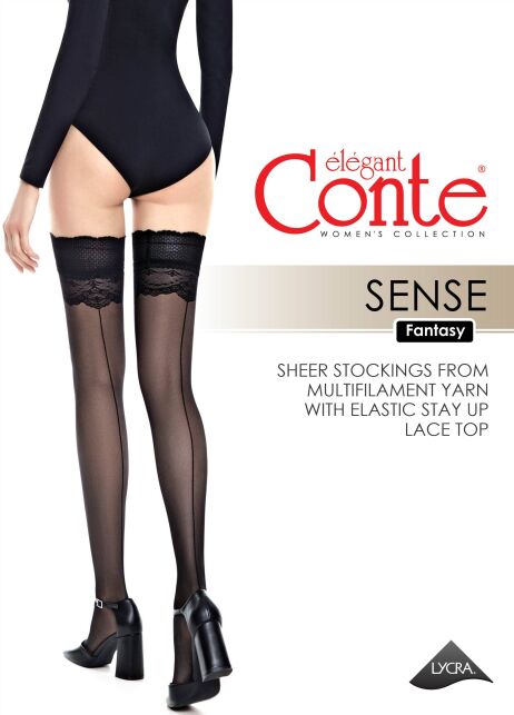 Чулки женские с имитацией шва сзади SENSE неро - купить в интернет-магазине Conte
