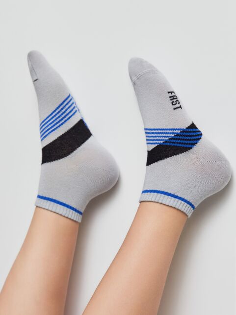 Короткие светло-серые спортивные носки ACTIVE lycra®, модель 956 - купить в интернет-магазине Conte