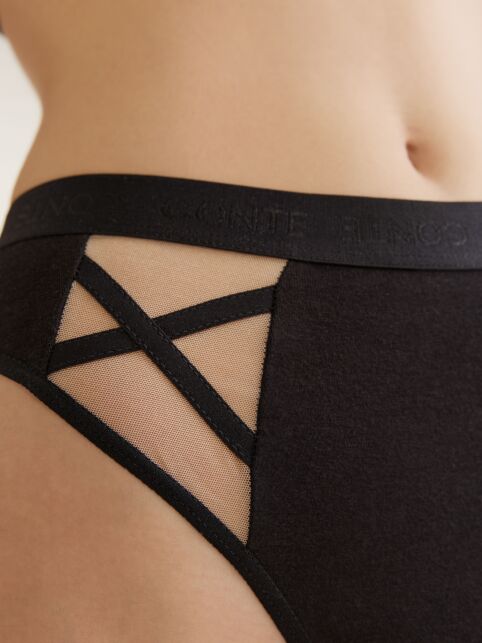Трусы «бразилиана» на высокой посадке с фигурными вставками из сетки LBR 2995 - купить в интернет-магазине Conte