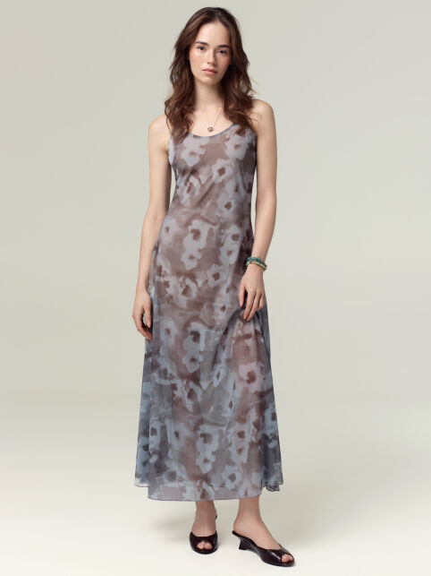 Платье-макси из сетки с рисунком «Lips» на подкладке LSF 3487 - купить в интернет-магазине Conte