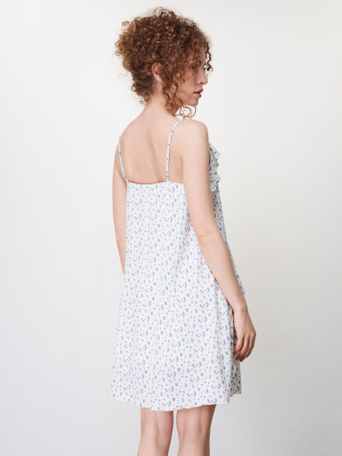 Платье-mini в цветочек на бретелях из вискозы с воланами LSF 3474 - купить в интернет-магазине Conte