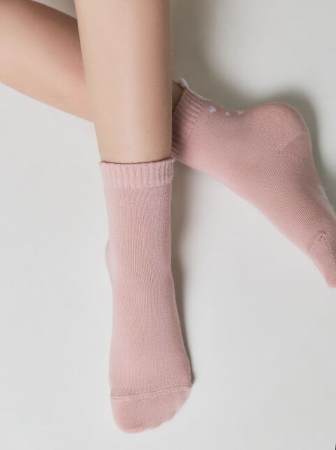 Пепельно-розовые носки из хлопка с декоративным 3D-пикотом “Rabbit” - купить в интернет-магазине Conte