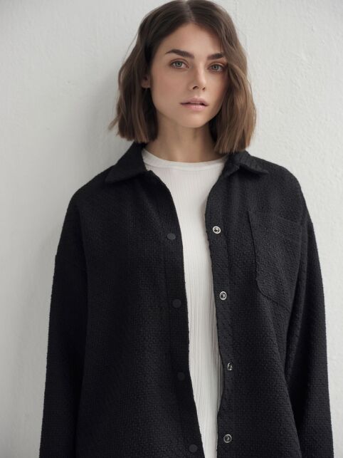 Рубашка черная из фактурного твида LRU 3268 - купить в интернет-магазине Conte