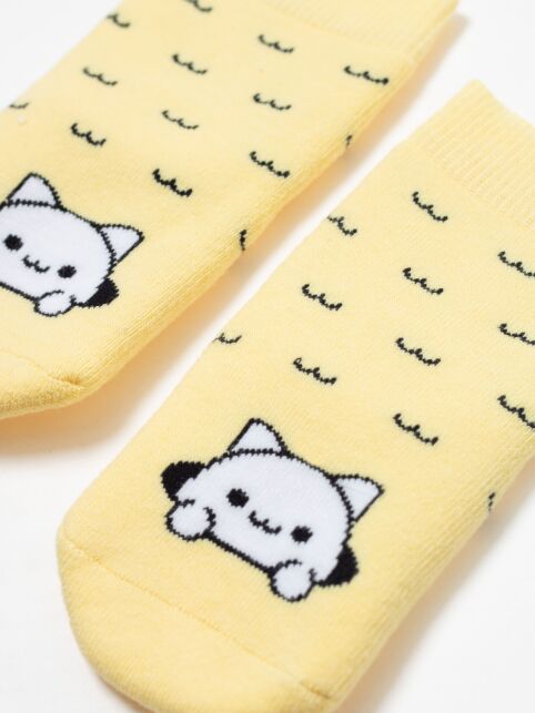 Махровые желтые носки SOF-TIKI с рисунком «кот» - купить в интернет-магазине Conte