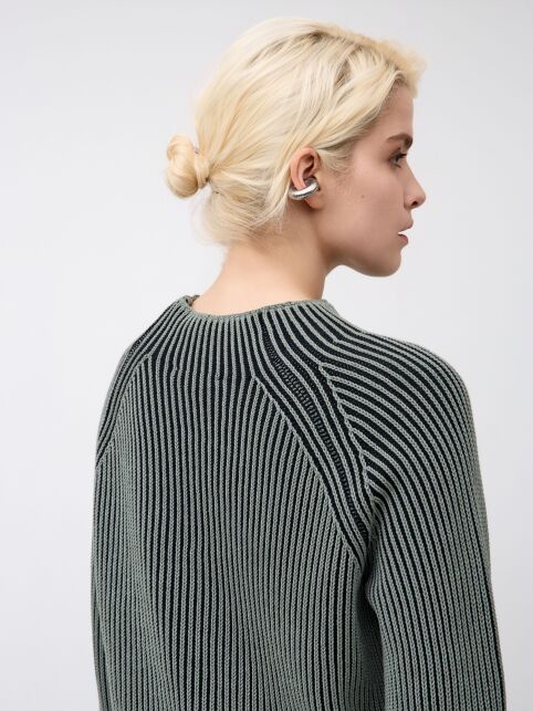 Джемпер объёмного силуэта с воротником стойкой из пряжи с хлопком LDK 24121 - купить в интернет-магазине Conte