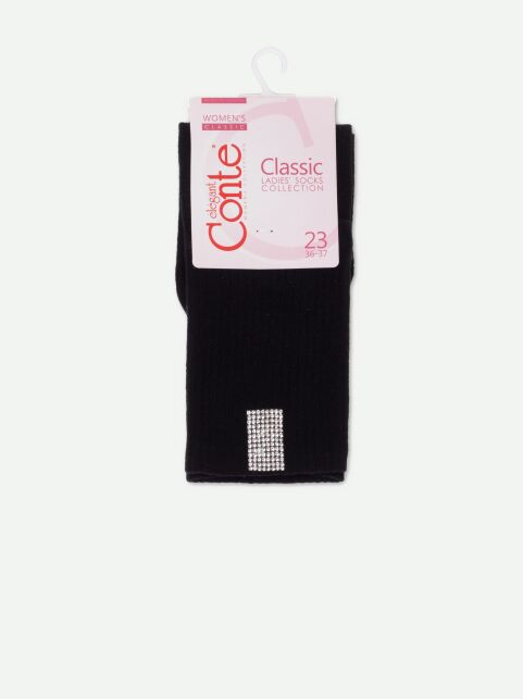 Носки из хлопка в рубчик с сияющим декором из стразов - купить в интернет-магазине Conte