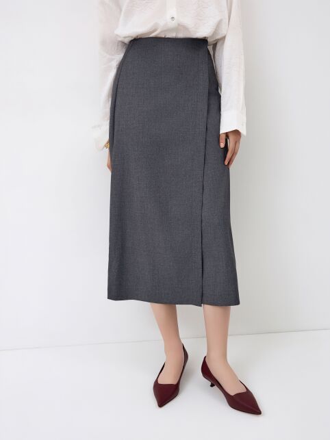 Юбка-midi на запах из костюмной ткани LU 3260 - купить в интернет-магазине Conte