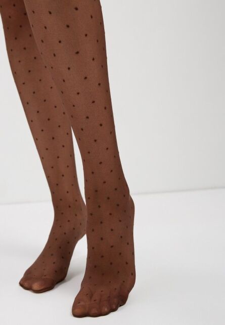 Колготки женские в горошек DOTS Lycra® шоколадного цвета - купить в интернет-магазине Conte